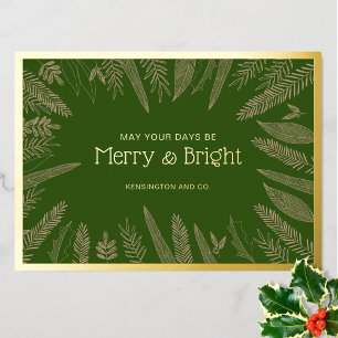 Merry & Bright Greenery Corporate Christmas Folie Feestdagenkaart