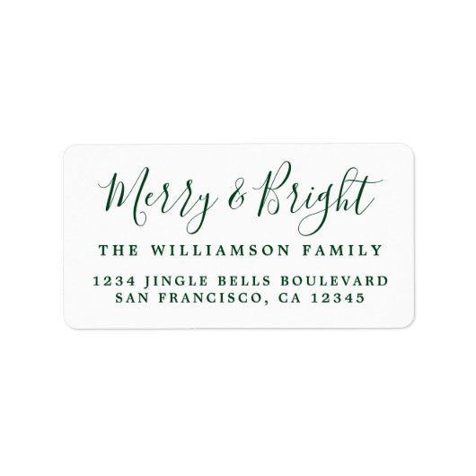 Merry & Bright Groen Witte Retouradres Etiket (Voorkant)