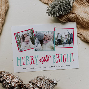 Merry & Bright Holiday Foto Collage Kaart
