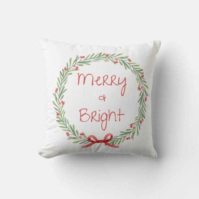 Merry & Bright Holiday Pillow Kussen (Voorkant)