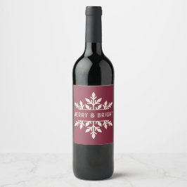 Merry & Bright Holiday Wine Label | Cranberry Rood Wijn Etiket