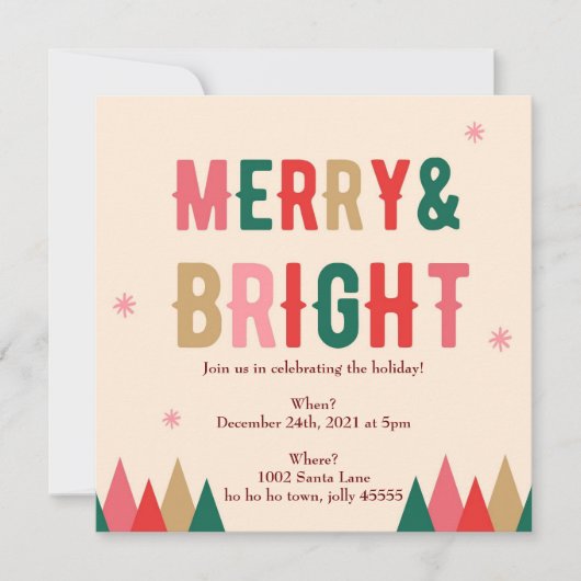 Merry & Bright Invitation Kaart (Voorkant)