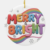Merry & Bright Keramische Cirkel Ornament (Achterkant)