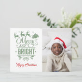 Merry & Bright/kerstcitaat/2-zijdig/wit Feestdagenkaart (Staand voorkant)