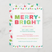 Merry + Bright kerstfeest uitnodiging (Voorkant / Achterkant)