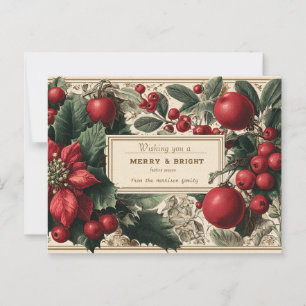 "Merry & Bright" Kerstgroet Briefkaart