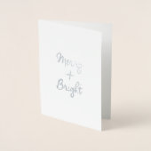 Merry + Bright kerstKaart | Real Silver Foil Folie Kaarten (Voorkant)