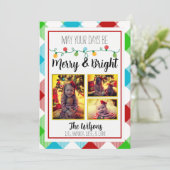 Merry & Bright Kerstmis Light-Kaart voor kerstmis Aankondiging (Staand voorkant)