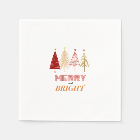 Merry & Bright Kerstmis Napkins Servet (Voorkant)