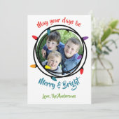 Merry & Bright Kerstverlichting Feestdagenkaart (Staand voorkant)