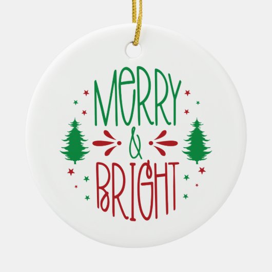 Merry & Bright kerstversiering Keramisch Ornament (Voorkant)