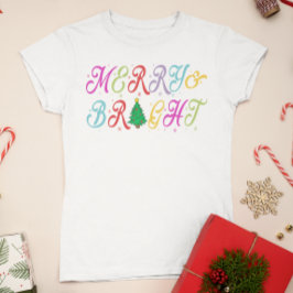 Merry & Bright Kleurrijke Kerstboom Vrouwen T-shirt