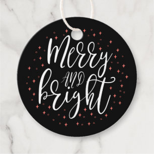 Merry & Bright Koraal & Zwarte Kerstcadeaubijlag Bedankjes Labels