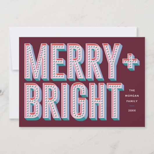 Merry + Bright Marquee Holiday Kaart - Rood (Voorkant)