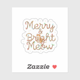 Merry & Bright Meow Cat Silhouette Christmas Sticker