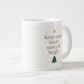Merry & Bright | Minimalist Christmas Quote mug Extra Grote Beker (Voorkant rechts)