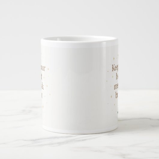 Merry & Bright | Minimalist Christmas Quote mug Extra Grote Beker (Voorkant)