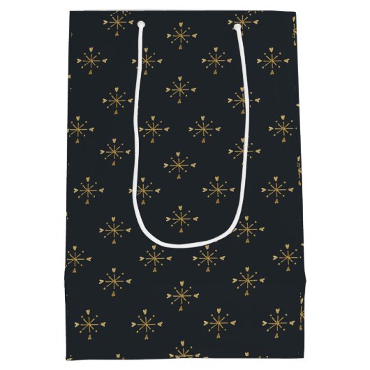 Merry & Bright Modern Charcoal Black Medium Cadeauzakje (Achterkant)