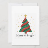 Merry & Bright Modern Christmas Tree Flat Holiday Feestdagenkaart (Voorkant)