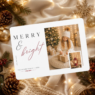 Merry & Bright Modern Family Kerst Foto  Feestdagenkaart