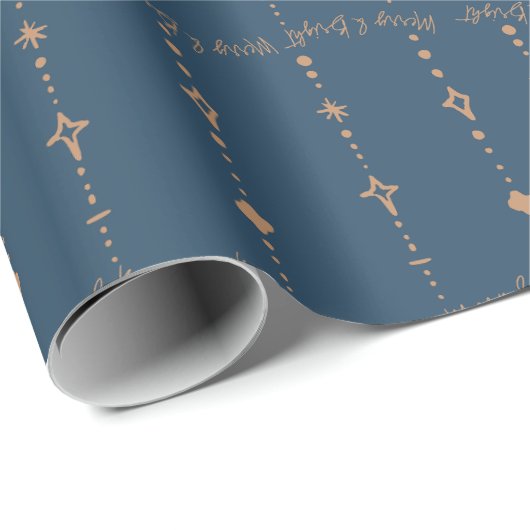 Merry & Bright Modern Navy Blauw & Goud Abstract Cadeaupapier (Rol Hoek)