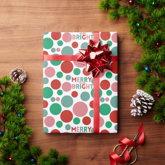 Merry & Bright Modern Simple Polka Dot Pattern Cadeaupapier (Feestdagen Geschenken)