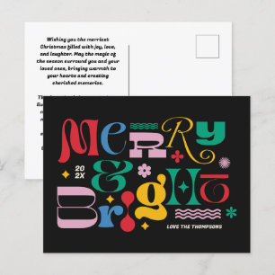 Merry & Bright Modern Type Mix Holiday Briefkaart