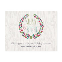 Merry & Bright Modern Woodland Holiday Briefkaart