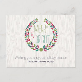 Merry & Bright Modern Woodland Holiday Briefkaart