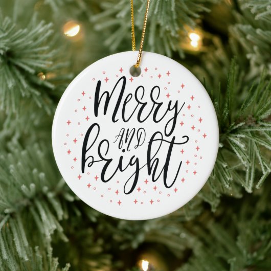 Merry & Bright | Moderne kerstfoto-Ornament Keramisch Ornament (Boom)