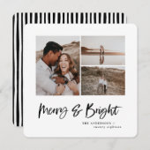 Merry & Bright multi foto kerstkaart (Voorkant / Achterkant)