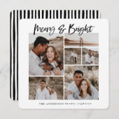 Merry & Bright multi foto kerstkaart (Voorkant / Achterkant)