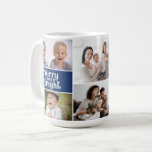 Merry & Bright Multi-Foto Vakantie Blauwe aangepas Koffiemok (Voorkant links)