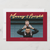 Merry & Bright Neon Lettering Photo Holiday Card (Voorkant)