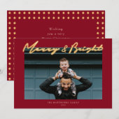Merry & Bright Neon Lettering Photo Holiday Card (Voorkant / Achterkant)