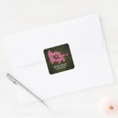 Merry + Bright Neon Sign Boxwood kerstadres Vierkante Sticker (Envelop)