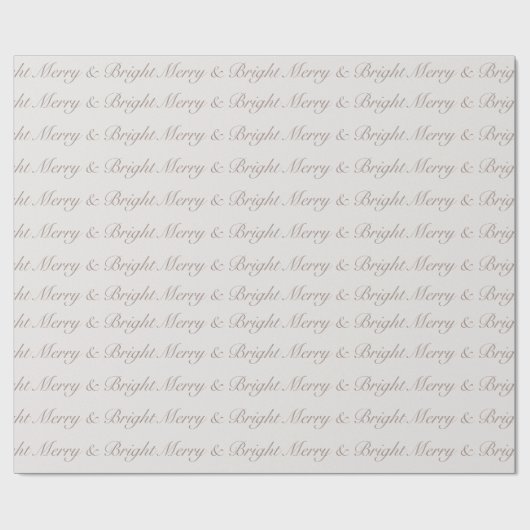 "Merry & Bright" Neutral Script Minimalist Cadeaupapier (Vlak)