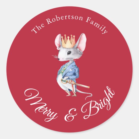 Merry & Bright Nutcracker Mouse Christmas Sticker (Devant)