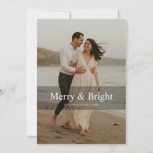 Merry & Bright Paar Vakantie Feestkaart Feestdagenkaart (Voorkant)