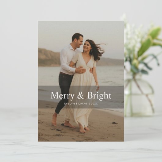 Merry & Bright Paar Vakantie Feestkaart Feestdagenkaart (Staand voorkant)