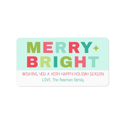 Merry + Bright Pastel Holiday Gift Label (Voorkant)