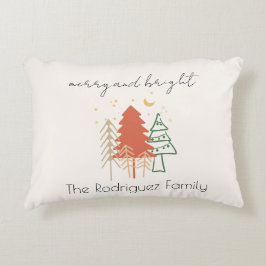Merry & Bright Pastels Hand getrokken kerstbomen Accent Kussen