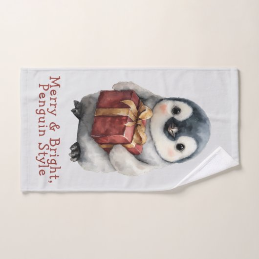 Merry & Bright Penguin Christmas (Serviette à main)