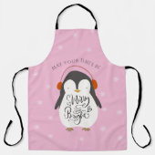 Merry Bright Penguin Whimsical Kerstroze Schort (Voorkant)