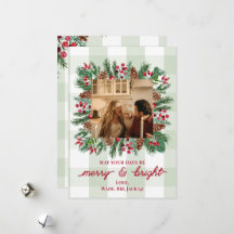 Merry & Bright Photo Christmas Holiday Kaart