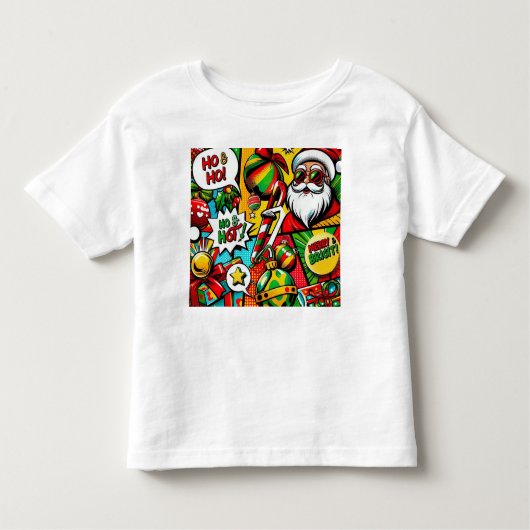 Merry & Bright Pop Art – Bold Christmas T-Shirt (Voorkant)