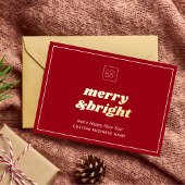 Merry & Bright Red Custom Logo Holiday Kaart
