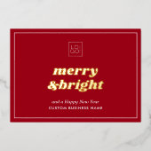 Merry & Bright Red Custom Logo Holiday Kaart (Voorkant)