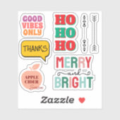 Merry & Bright—Retro Holiday Sticker Pack (Feuille)