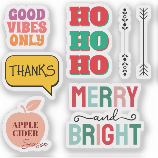 Merry & Bright—Retro Holiday Sticker Pack (Devant)